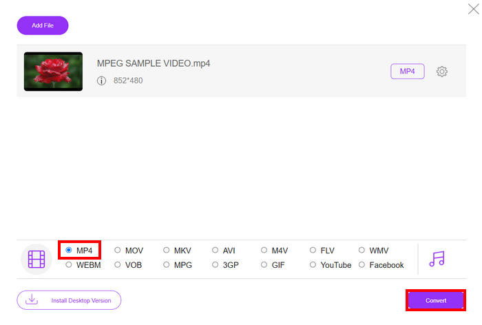 MPeg से MP4 FVC मुफ्त वीडियो कनवर्टर ऑनलाइन कन्वर्ट