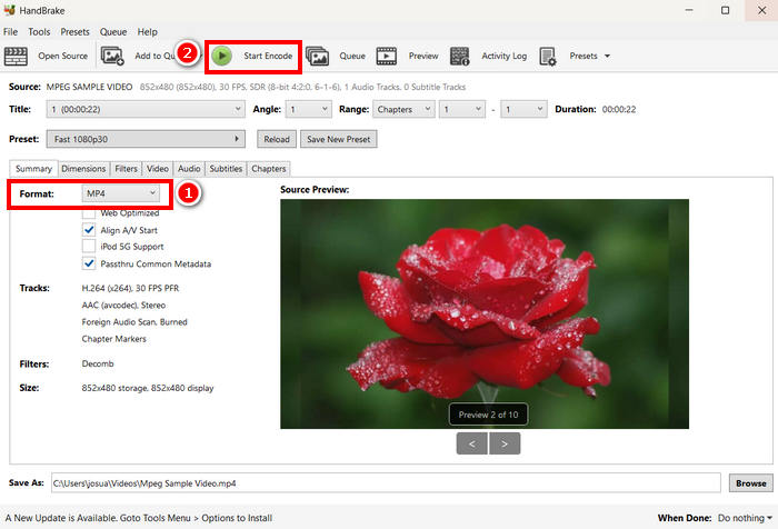 MPeg से MP4 हैंडब्रेक कन्वर्ट