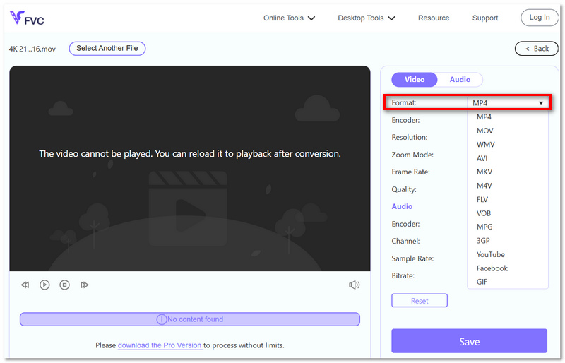 Choose Mp4 Format