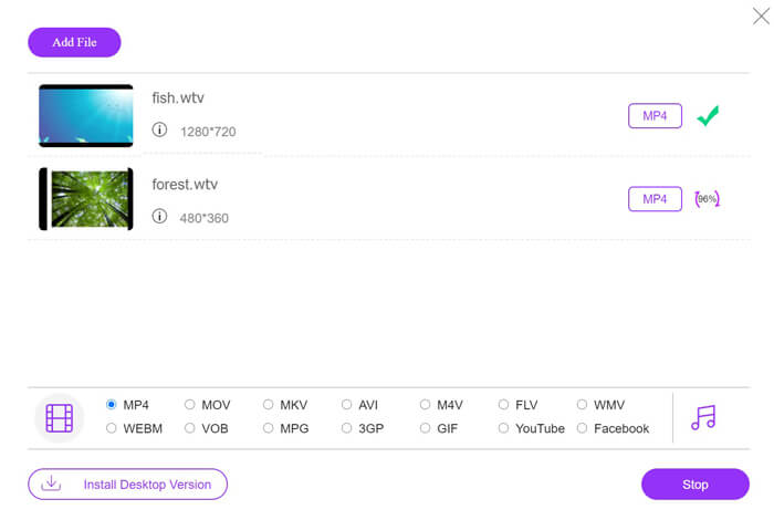 แปลง WTV เป็น MP4 ฟรีออนไลน์