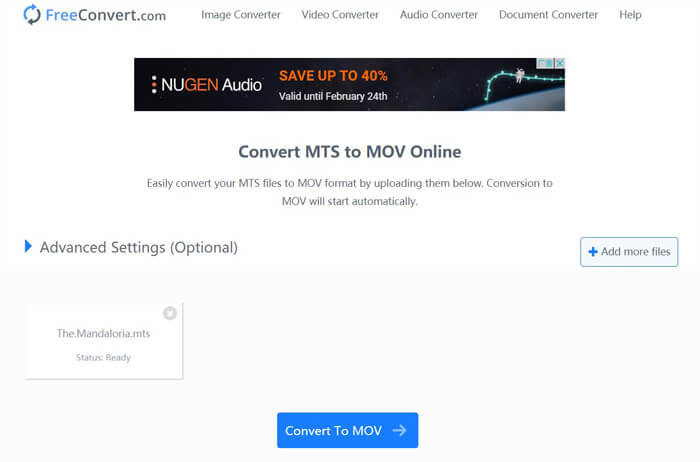 Freeconvert MTS To MOV