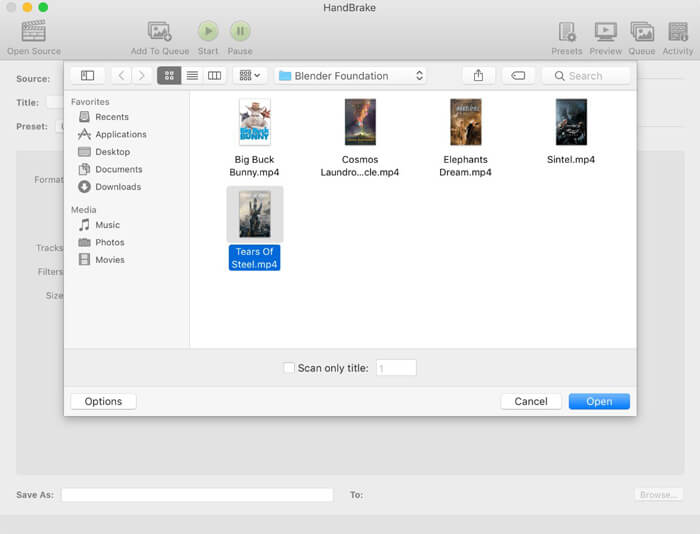 เปิดไฟล์ MXF Handbrake