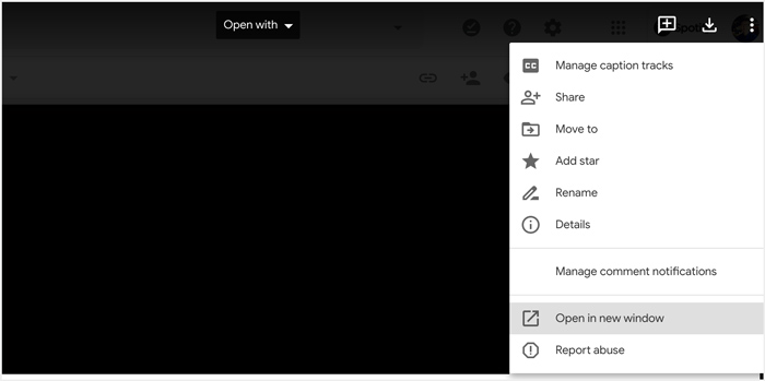 Play MP4 in Google Drive new Window