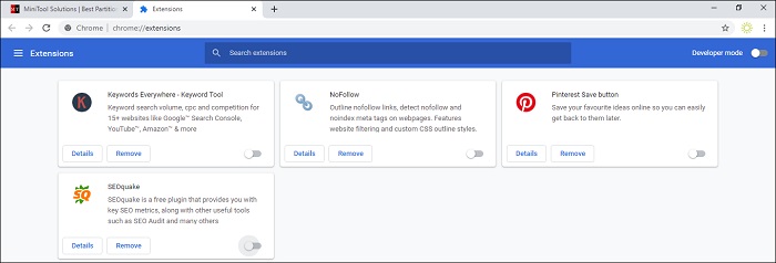 Chrome 확장 프로그램 비활성화