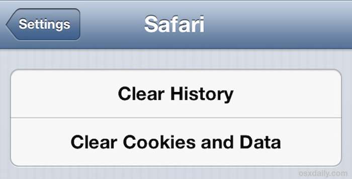 Clear cookies and data