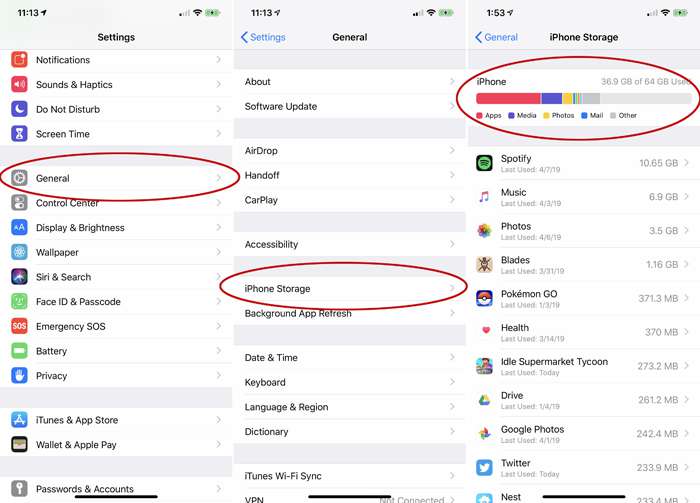 Eliminar datos para el almacenamiento de iPhone