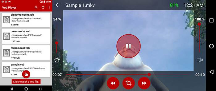 Android用VOBビデオプレーヤー