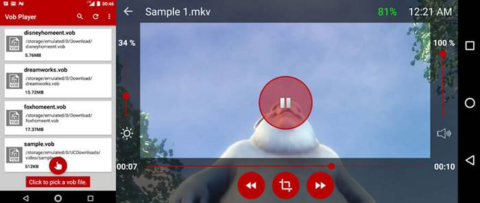 VOB видеоплеер для android