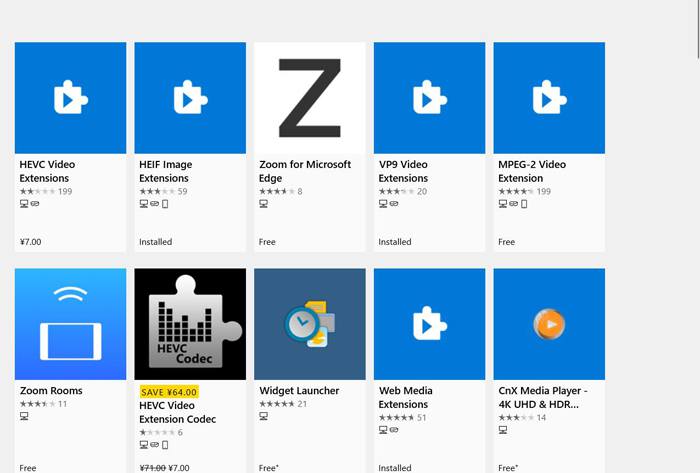 Video extensions on microsoft store