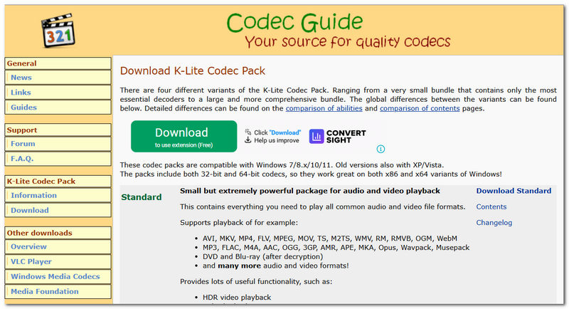 Descarregar K-Lite Codec Pack