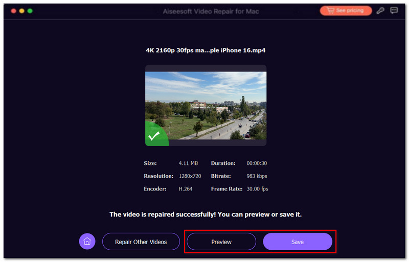 Guardar vídeo MP4 reparado