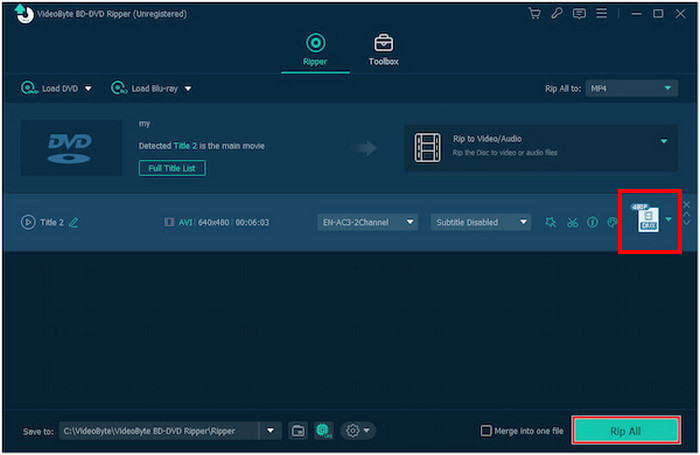 פורמט פלט של DVD ל-Divx של Videobyte