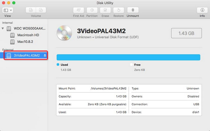 Copiați DVD-ul pe Macbook folosind antetul extern Disk Utility