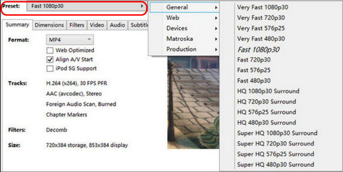 Extraire un DVD avec préréglage Handbrake