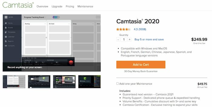 Camtasia prijs