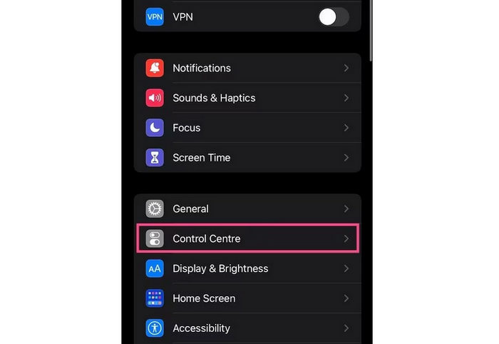 Enregistrer les appels FaceTime Centre de contrôle de l'iPhone