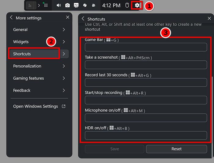 Ενεργοποίηση συντομεύσεων γραμμής παιχνιδιών