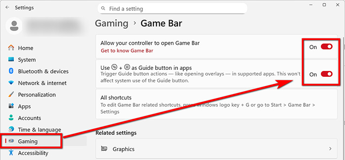 Ενεργοποίηση γραμμής παιχνιδιών
