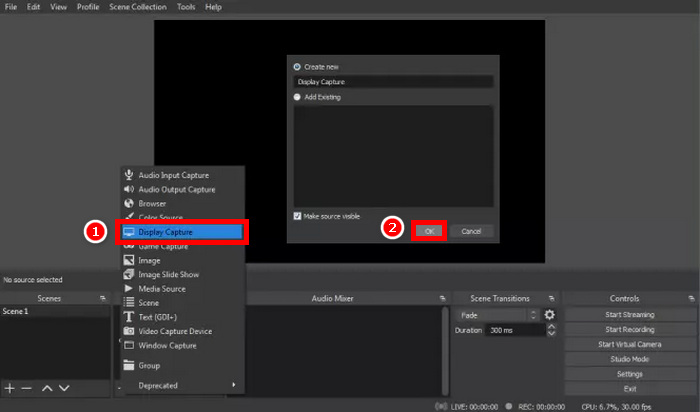 OBS Studio 디스플레이 캡처