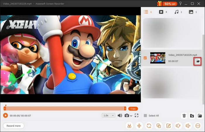 Grabador de pantalla FVC Grabador de juegos Exportar