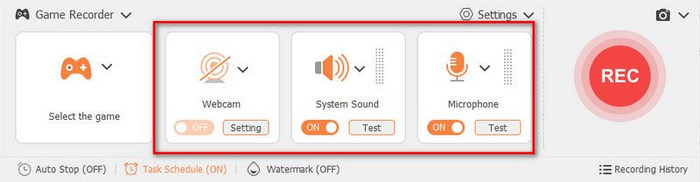 Grabador de pantalla FVC, grabador de juegos, panel de juegos