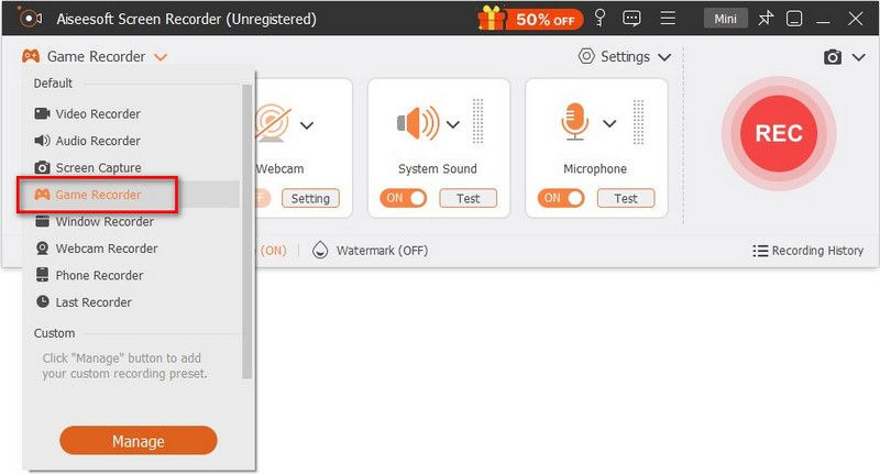 Grabador de pantalla FVC Grabador de juegos