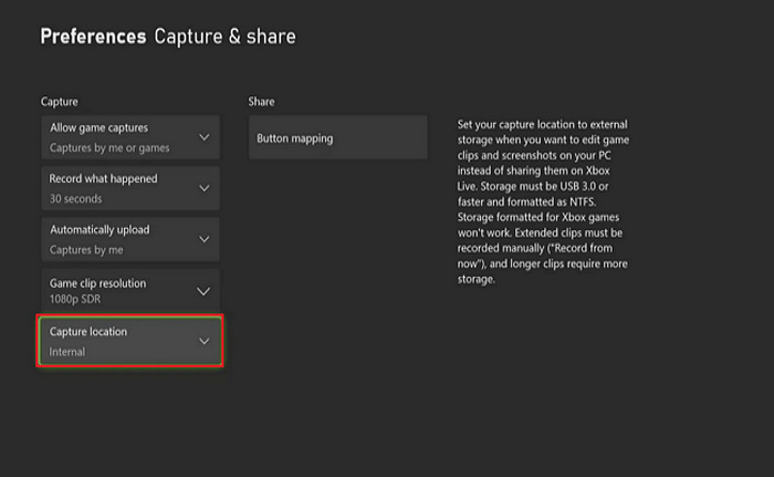 Gravar vídeo de jogos Configurações de captura do Xbox