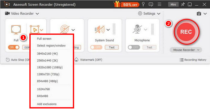 FVC Screen Recorder Interface