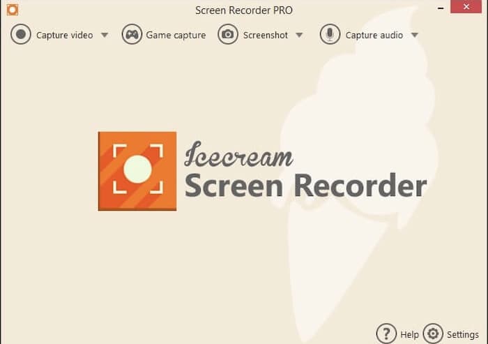 Interfaz de Icecream Screen Recorder