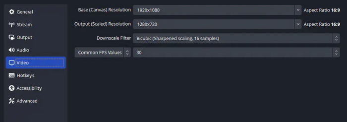Alterar configurações do OBS