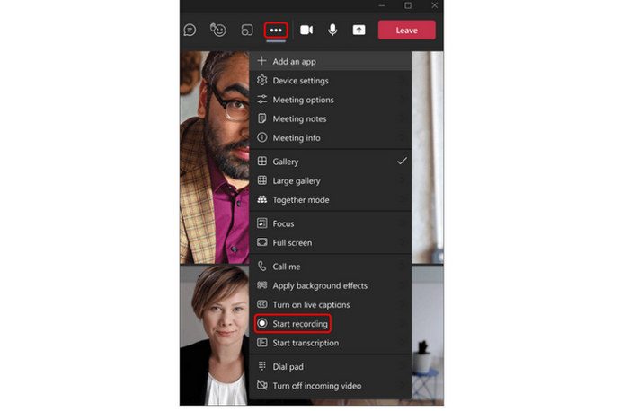 Record Video Teams Start Record
