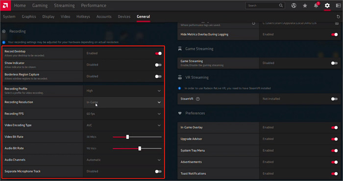 Radeon Relive カスタマイズ