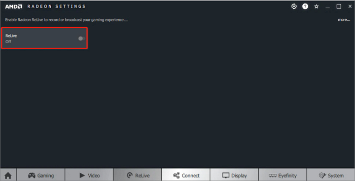Radeon Relive Relive オプションをオンにする