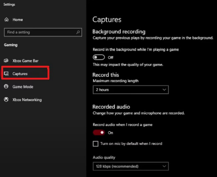 Xbox ゲームバーのキーボードキャプチャ