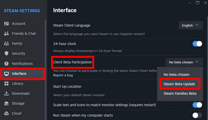 Ativar a interface de gravação do Steam