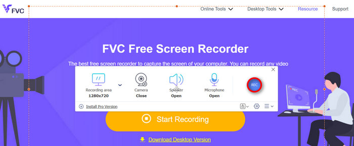 FVC Gratis skærmoptager Klik på optagelse