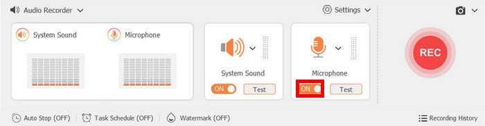 FVC Skærmoptagelse Optag mikrofon Tænd mikrofonen
