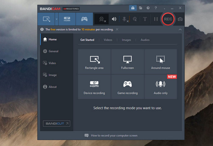 Grabador de pantalla Bandicam con herramienta de dibujo