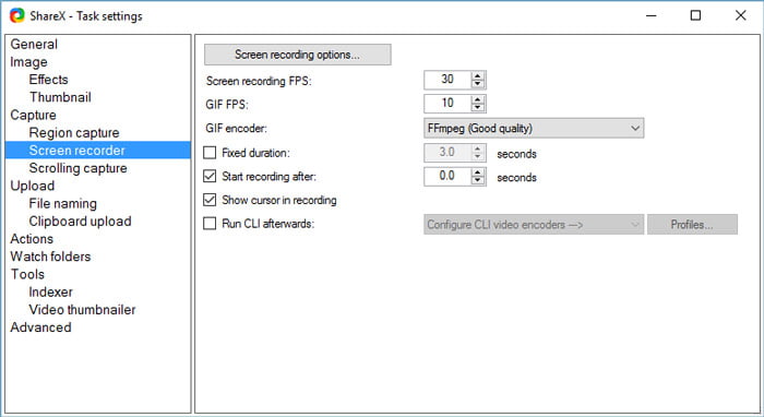 Set output to ffmpeg