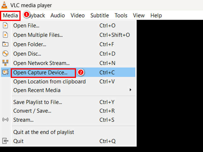 VLC Media Player Open Capture Device