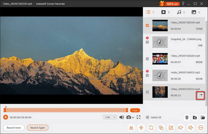 Exportação gratuita do gravador de tela FVC
