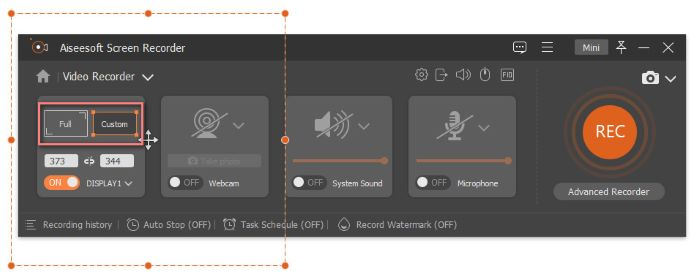 FVC Nahrávání obrazovky Vyberte oblast obrazovky