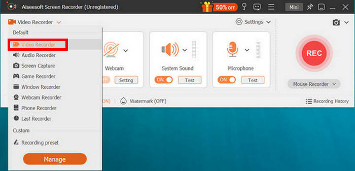 FVC Záznam obrazovky Klikněte na Záznam videa