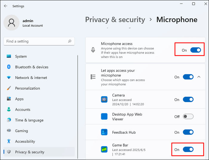 Ensure Microphone Access Is On