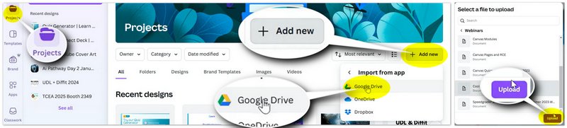 Upload Video From Google Drive to Canva
