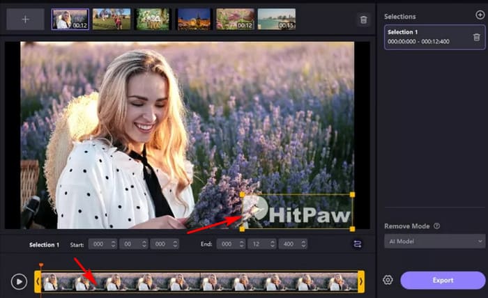 HitPaw Watermark Remover Pilih Watermark Video