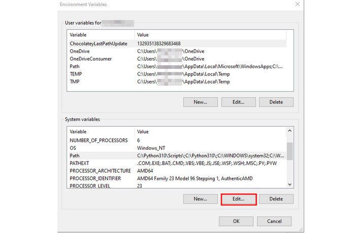 تعديل متغيرات بيئة Windows لبرنامج Ffmpeg