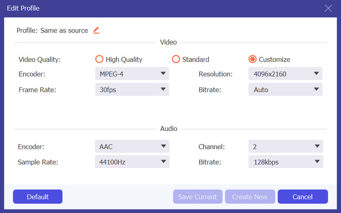 Fvc Video Converter Ultimate H264 إلى Mp4 تعديل الإعدادات (Edit Profile)