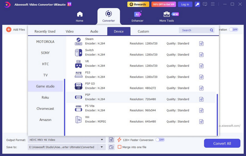 FVC Video Converter – zvolte PSP