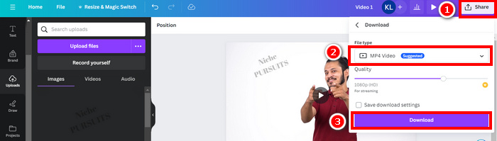 הורדת סימן מים של Canva